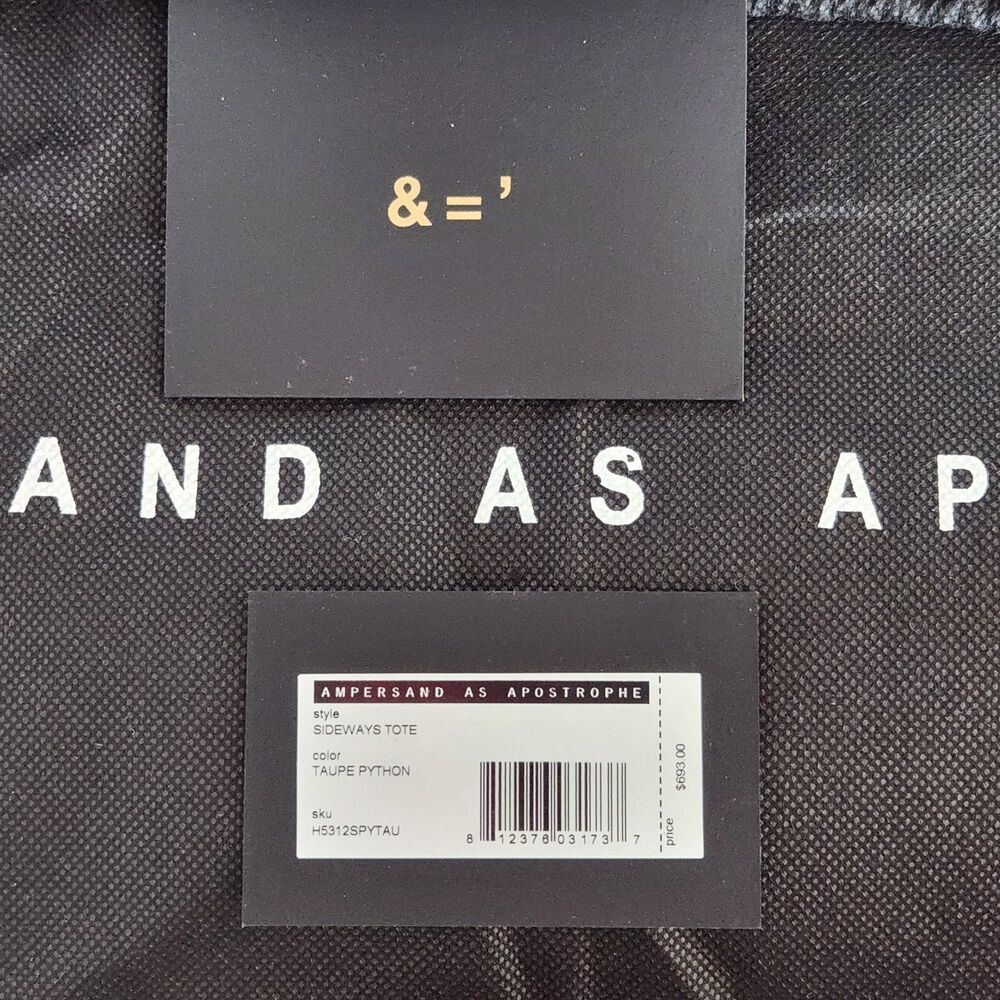 Ampersand As Apostrophe XL Taupe Python 100% Leather Tote - NWT - Picture 11 of 15